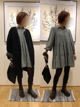 「Another Edition（アナザーエディション）のアイテム（ムートンコート）」を使った、Arira☺︎さん（レディース・158cm）の冬コーディネート