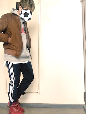 「Timberland（ティンバーランド）のアイテム（ブーツ、レッド系）」を使った、永瀬さん（メンズ・160cm・20代）の春コーディネート