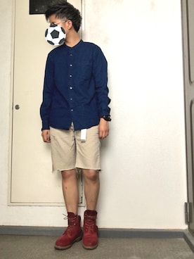 「Timberland（ティンバーランド）のアイテム（ブーツ、レッド系）」を使った、永瀬さん（メンズ・160cm・20代）の春コーディネート