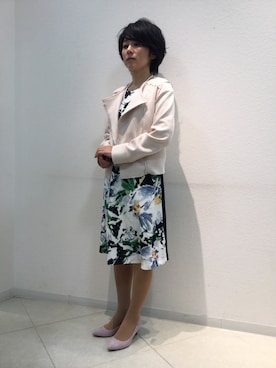「Bou Jeloud（ブージュルード）のアイテム（ライダースジャケット）」を使った、boujeloud三光店さん（レディース・153cm）の冬コーディネート