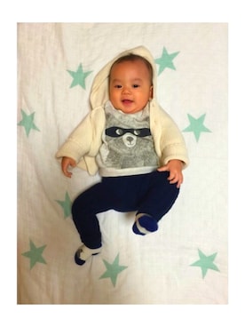 「アイテム（タイツ/ストッキング、ブルー系）」を使った、mamimoriさん（キッズ・70cm）の冬コーディネート