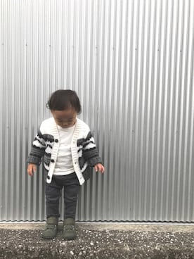 「H&M（エイチ・アンド・エム）のアイテム（その他パンツ）」を使った、mamimoriさん（キッズ・70cm）の秋コーディネート
