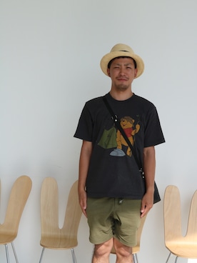 「東京HAT ROCKERSのアイテム（ハット、イエロー系）」を使った、Nさん（メンズ・167cm）の夏コーディネート
