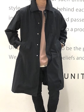 「UNITED TOKYO（ユナイテッドトウキョウ）のアイテム（ステンカラーコート）」を使った、UNITED TOKYO 細見さん（メンズ・170cm）の春コーディネート