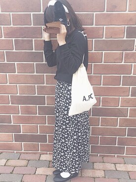 「SVEC（シュベック）のカンフーシューズ kung fu Shoes / ストラップパンプス（バレエシューズ）」を使った、たまきさん（レディース・161cm）の春コーディネート