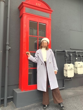 「RAY CASSIN（レイカズン）のアイテム（チェスターコート）」を使った、uさん（レディース・158cm）の冬コーディネート