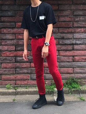 赤スキニー のメンズ人気ファッションコーディネート Wear