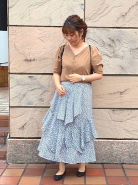 「H&M（エイチ・アンド・エム）のアイテム（バレエシューズ）」を使った、みぃーさん（レディース・152cm）の夏コーディネート
