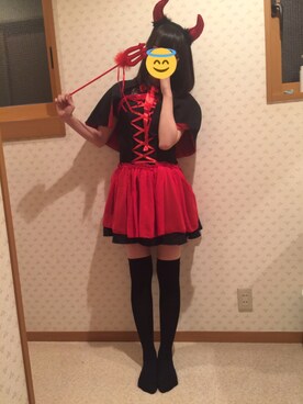 「ドンキのアイテム（ワンピース、レッド系）」を使った、せえらさん（レディース・162cm）の秋コーディネート