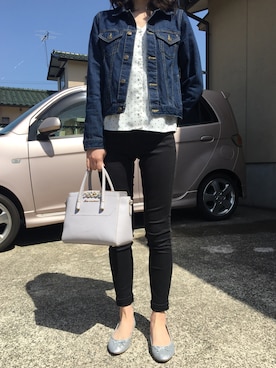 「花見コーデ」｜「アイテム（デニムジャケット）」を使った、せえらさん（レディース・160cm）の春コーディネート