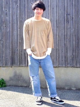 「アズーロ・エ・マローネ」｜「アイテム（Tシャツ/カットソー）」を使った、コウヘイさん（メンズ・175cm）の春コーディネート