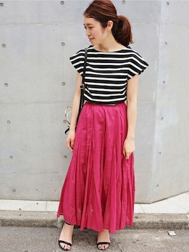 「マキシスカート」｜Woodyさん（レディース・160cm）の夏コーディネート