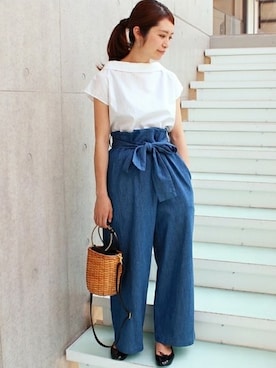 「シャツブラウス」｜Woodyさん（レディース・160cm）の夏コーディネート