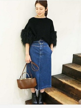 IENA（イエナ）の「ファースリーブニットプルオーバー◇（ニット  