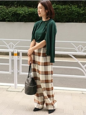 「ウエストイン」｜「アイテム（アンサンブル）」を使った、Woodyさん（レディース・160cm）の夏コーディネート