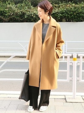 「IENA」｜「アイテム（チェスターコート）」を使った、Woodyさん（レディース・160cm）の秋コーディネート