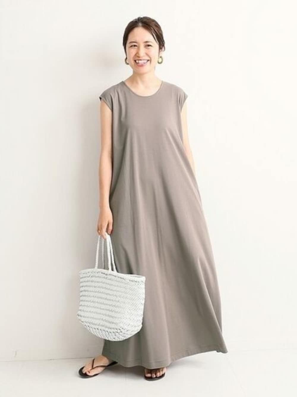 IENA utile コットンスムースノースリーブワンピース 