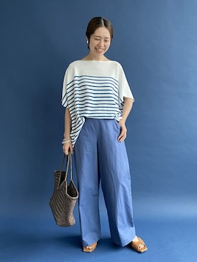 「ウエストイン」｜Woodyさん（レディース・160cm）の夏コーディネート