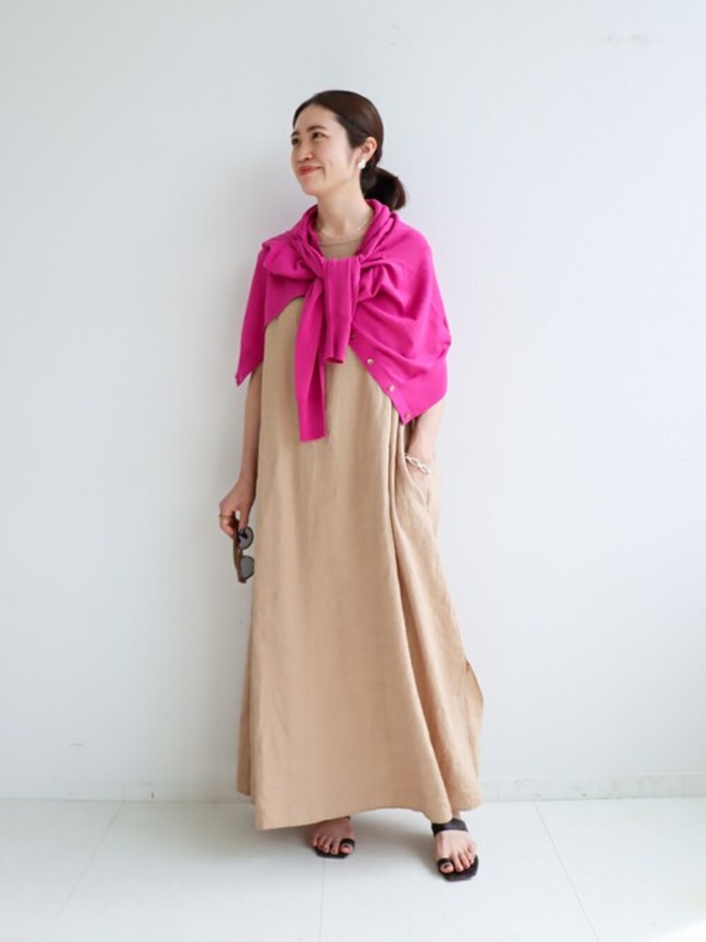 IENA イエナ  コットン麻 Vネックカーディガン　クロ　¥13200 IENA（イエナ） カーディガン コットン麻 Vネックカーディガン