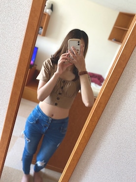 「アイテム（腕時計、ブラウン系）」を使った、kiyokaさん（レディース・165cm）の夏コーディネート