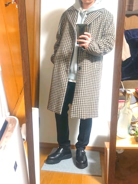 「プチプラミックス」｜「アイテム（チェスターコート）」を使った、こうじ@プチプラさん（メンズ・172cm）の冬コーディネート