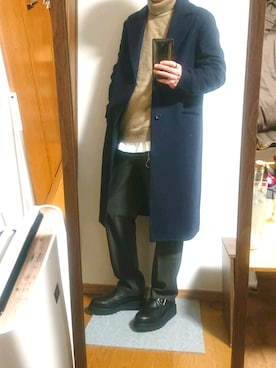 「プチプラミックス」｜「アイテム（チェスターコート）」を使った、こうじ@プチプラさん（メンズ・172cm）の冬コーディネート