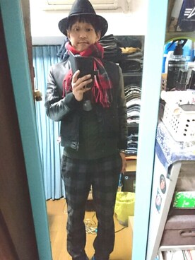 「ベレー帽推奨委員会」｜「アイテム（スラックス）」を使った、キヨキヨさん（メンズ・167cm）の冬コーディネート