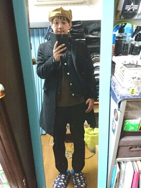 「ベレー帽推奨委員会」｜「アイテム（チェスターコート）」を使った、キヨキヨさん（メンズ・167cm）の冬コーディネート
