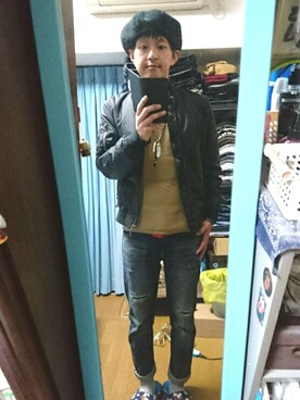 「ベレー帽推奨委員会」｜「アイテム（ブルゾン）」を使った、キヨキヨさん（メンズ・167cm）の冬コーディネート