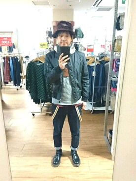 「ベレー帽推奨委員会」｜「アイテム（ブルゾン）」を使った、キヨキヨさん（メンズ・167cm）の冬コーディネート