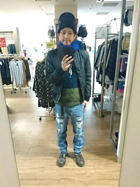 「CURRENT（カレント）のアイテム（トップス）」を使った、キヨキヨさん（メンズ・167cm）の冬コーディネート