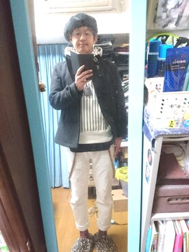 「ベレー帽推奨委員会」｜「アイテム（その他アウター）」を使った、キヨキヨさん（メンズ・167cm）の冬コーディネート