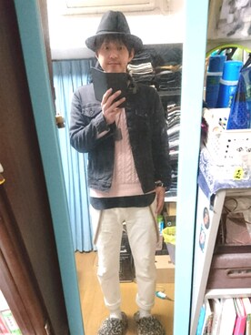 「ベレー帽推奨委員会」｜「アイテム（デニムジャケット）」を使った、キヨキヨさん（メンズ・167cm）の冬コーディネート