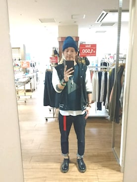 「ベレー帽推奨委員会」｜「アイテム（スタジャン）」を使った、キヨキヨさん（メンズ・167cm）の春コーディネート