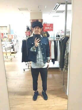 「ベレー帽推奨委員会」｜「アイテム（デニムジャケット）」を使った、キヨキヨさん（メンズ・167cm）の春コーディネート