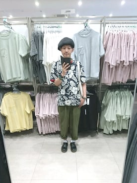 「ベレー帽推奨委員会」｜「アイテム（チノパンツ）」を使った、キヨキヨさん（メンズ・167cm）の夏コーディネート