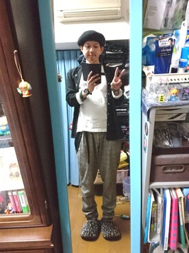 「ベレー帽推奨委員会」｜「アイテム（スラックス）」を使った、キヨキヨさん（メンズ・167cm）の秋コーディネート