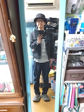 「ベレー帽推奨委員会」｜「アイテム（デニムジャケット）」を使った、キヨキヨさん（メンズ・167cm）の秋コーディネート