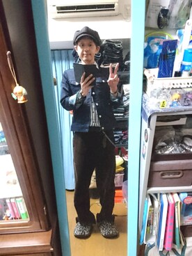 「ベレー帽推奨委員会」｜「アイテム（デニムジャケット）」を使った、キヨキヨさん（メンズ・167cm）の秋コーディネート