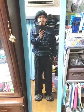「ベレー帽推奨委員会」｜「アイテム（デニムジャケット）」を使った、キヨキヨさん（メンズ・167cm）の秋コーディネート