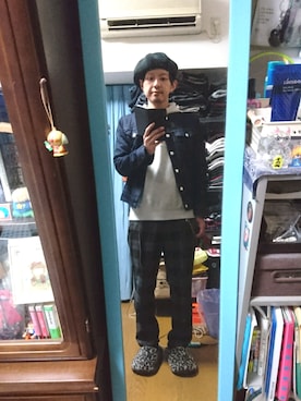 「ベレー帽推奨委員会」｜「アイテム（デニムジャケット）」を使った、キヨキヨさん（メンズ・167cm）の秋コーディネート