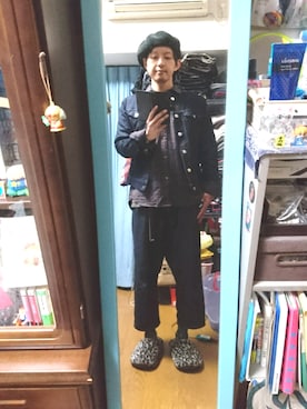 「ベレー帽推奨委員会」｜「アイテム（デニムジャケット）」を使った、キヨキヨさん（メンズ・167cm）の秋コーディネート