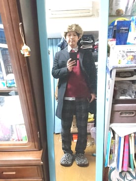 「ベレー帽推奨委員会」｜「アイテム（チェスターコート）」を使った、キヨキヨさん（メンズ・167cm）の冬コーディネート