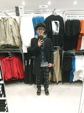 「ベレー帽推奨委員会」｜「アイテム（チェスターコート）」を使った、キヨキヨさん（メンズ・167cm）の冬コーディネート