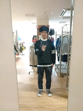 「ベレー帽推奨委員会」｜「アイテム（スウェット）」を使った、キヨキヨさん（メンズ・167cm）の冬コーディネート