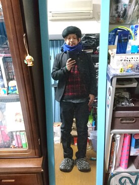 「ベレー帽推奨委員会」｜「アイテム（その他アウター）」を使った、キヨキヨさん（メンズ・167cm）の冬コーディネート