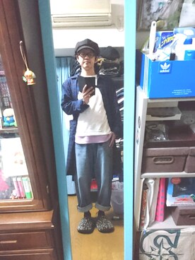 「ベレー帽推奨委員会」｜「アイテム（その他アウター）」を使った、キヨキヨさん（メンズ・167cm）の春コーディネート