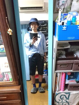 「ベレー帽推奨委員会」｜「アイテム（チノパンツ）」を使った、キヨキヨさん（メンズ・167cm）の夏コーディネート