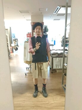 「ベレー帽推奨委員会」｜「アイテム（チノパンツ）」を使った、キヨキヨさん（メンズ・167cm）の夏コーディネート