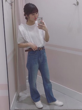 「へザー」｜「アイテム（スニーカー）」を使った、ariさん（レディース・158cm）の春コーディネート